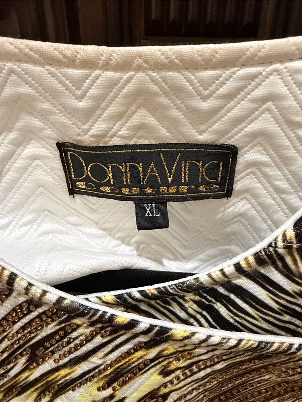 Donna Vinci White & Gold Embellished Moto Jacket - Picture 2 of 7